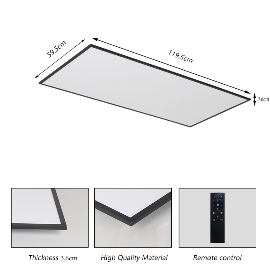 Brilagi - LED-dimmbare Deckenleuchte SLIMFRAME LED/80W/230V 120x60 cm 3000-6000K schwarz + Fernbedienung