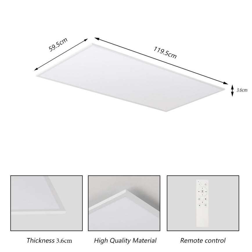 Brilagi - SLIMFRAME dimmbare LED-Deckenleuchte 80W/230V 120x60 cm 3000–6000 K weiß + Fernbedienung