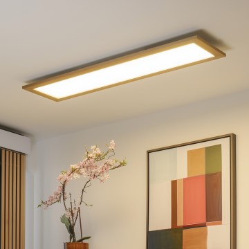 Brilagi - LED-dimmbare Deckenleuchte SLIMFRAME WOOD LED/58W/230V 124x34 cm 3000-6000K braun + Fernbedienung