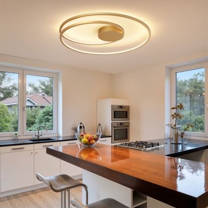 Brilagi - Dimmbare LED-Deckenleuchte TWISTER LED/105W/230V 3000-6000K Ø 100 cm goldfarben + Fernbedienung