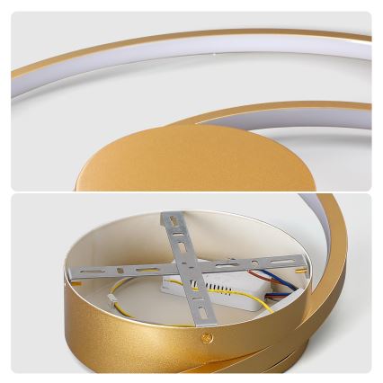 Brilagi - Dimmbare LED-Deckenleuchte TWISTER LED/105W/230V 3000-6000K Ø 100 cm goldfarben + Fernbedienung