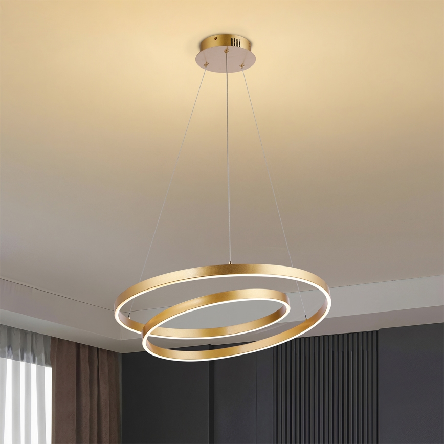 Brilagi - LED-dimmbares Seilpendel TWISTER LED/48W/230V 3000–6000K Ø 50 cm gold + Fernbedienung
