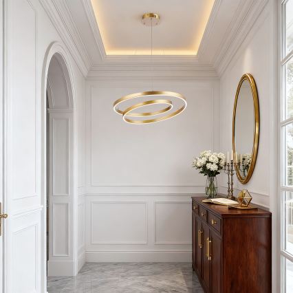 Brilagi - LED-dimmbares Seilpendel TWISTER LED/48W/230V 3000–6000K Ø 50 cm gold + Fernbedienung