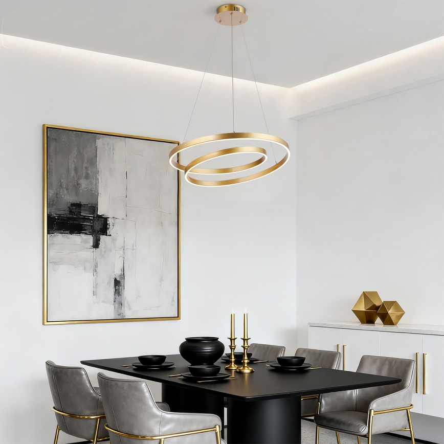 Brilagi - LED-dimmbares Seilpendel TWISTER LED/48W/230V 3000–6000K Ø 50 cm gold + Fernbedienung