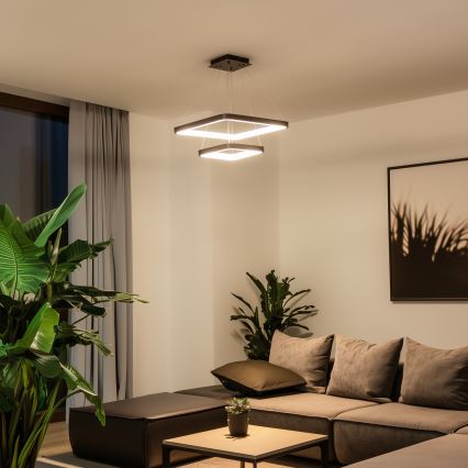 Brilagi - LED-dimmbare Hängeleuchte mit Seilaufhängung FALCON SLIM LED/78W/230V 3000-6500K 50x50 cm schwarz + Fernbedienung