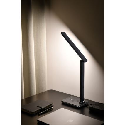 Brilagi - Dimmbare LED-Tischleuchte mit kabelloser QI-Ladefunktion und USB REGINA LED/8,5W/230V schwarz