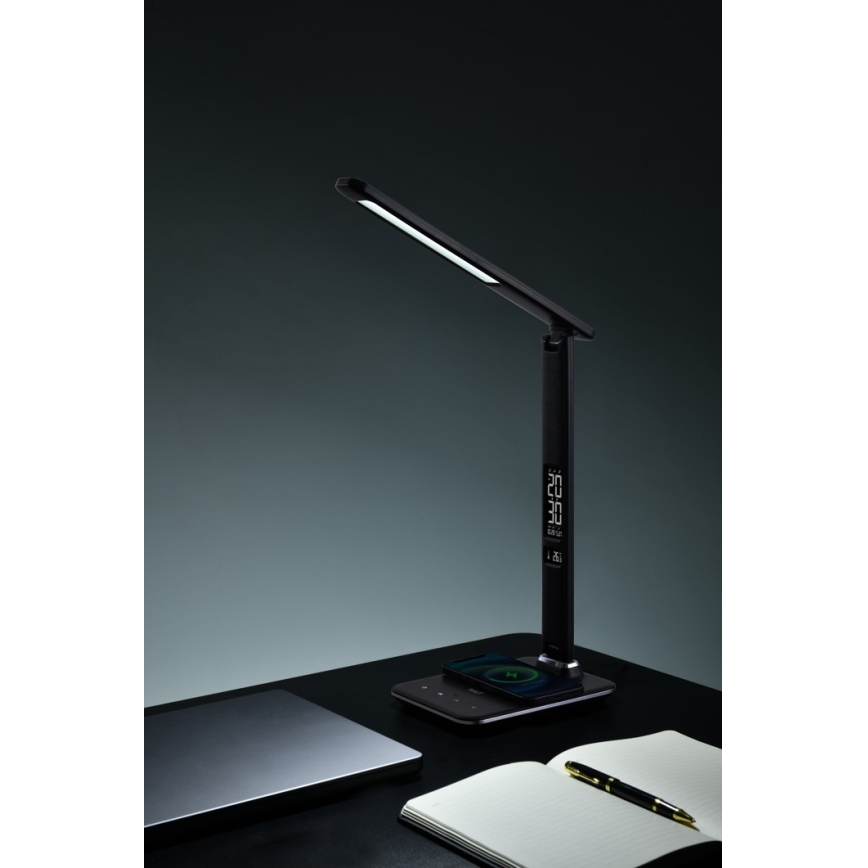 Brilagi - Dimmbare LED-Tischleuchte mit kabelloser QI-Ladefunktion und USB REGINA LED/8,5W/230V schwarz