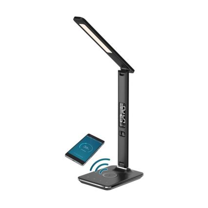 Brilagi - Dimmbare LED-Tischleuchte mit kabelloser QI-Ladefunktion und USB REGINA LED/8,5W/230V schwarz