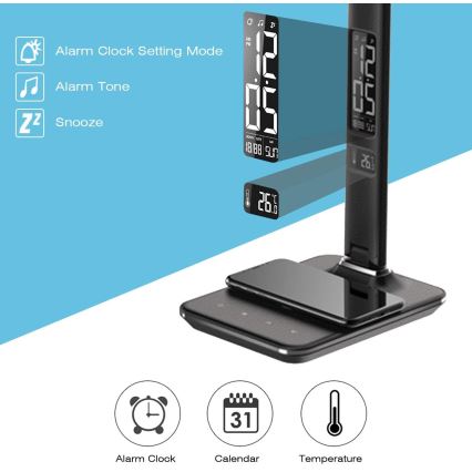 Brilagi - Dimmbare LED-Tischleuchte mit kabelloser QI-Ladefunktion und USB REGINA LED/8,5W/230V schwarz