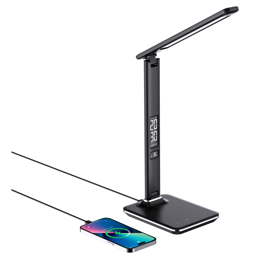 Brilagi - Dimmbare LED-Tischleuchte mit kabelloser QI-Ladefunktion und USB REGINA LED/8,5W/230V schwarz