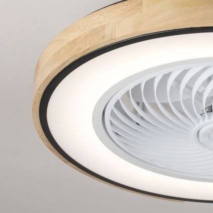 Brilagi - dimmbare LED-Deckenleuchte mit Ventilator LED/30W/230V 3000-6500K Durchmesser 50 cm schwarz/Eiche + Fernbedienung