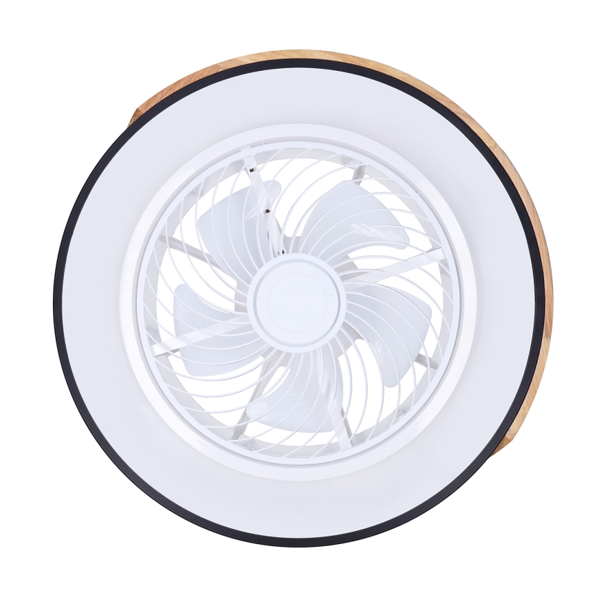 Brilagi - dimmbare LED-Deckenleuchte mit Ventilator LED/30W/230V 3000-6500K Durchmesser 50 cm schwarz/Eiche + Fernbedienung