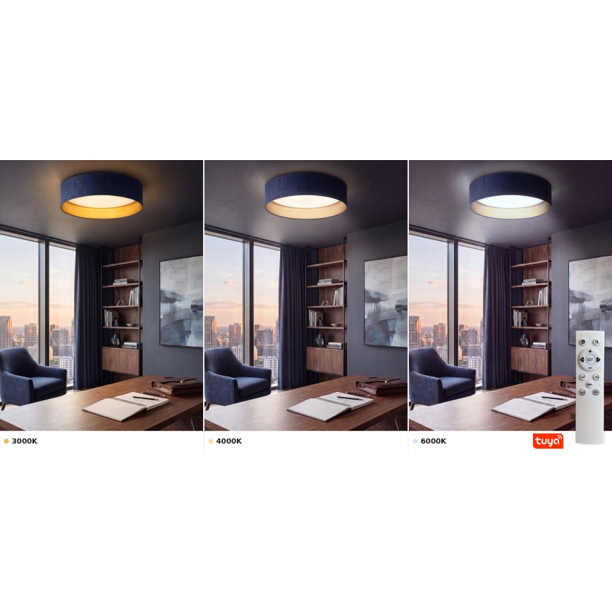 BRILAGI - dimmbare LED-Deckenleuchte VELVET SMARTIX STARS LED/24 W/230 V 3000–6000 K Ø 45 cm blau/gold Wi‑Fi Tuya Beacon + Fernbedienung