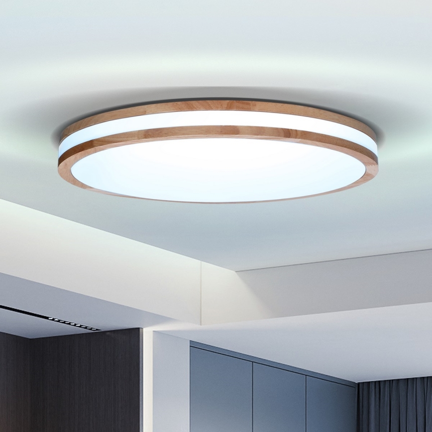 Brilagi - dimmbare LED-Deckenleuchte MOLINA LED/72W/230V 3000-6500K Eiche Ø 78 cm + Fernbedienung
