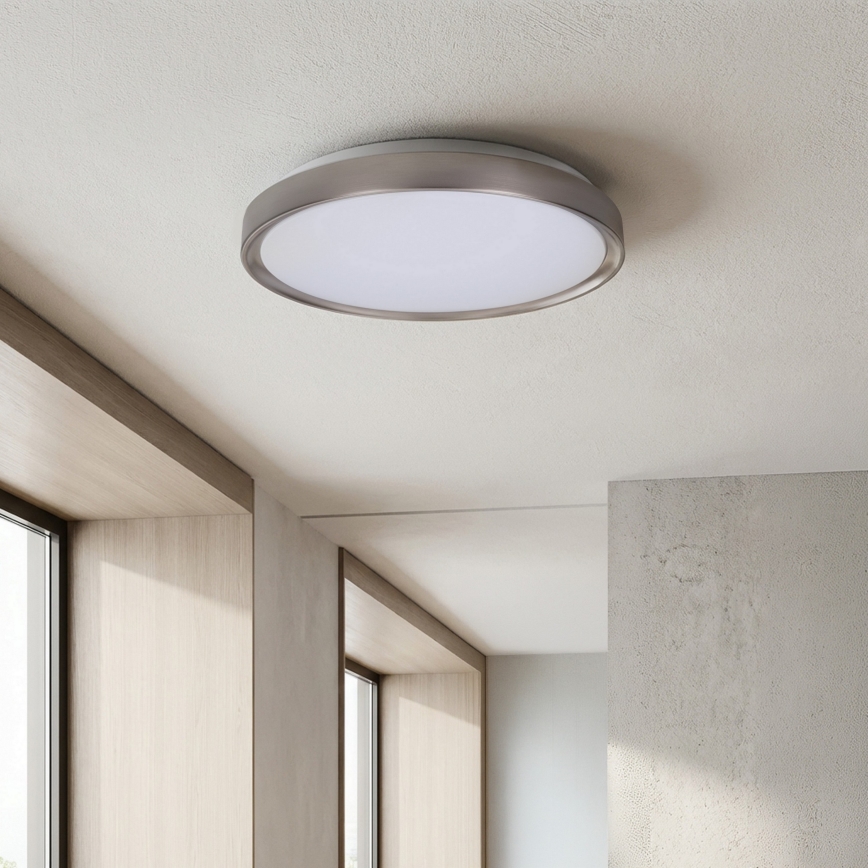 Brilagi - Dimmbare LED-Deckenleuchte FANCIA, 48 W, 230 V, 3000–6500 K, Ø 39 cm, silber, mit Fernbedienung