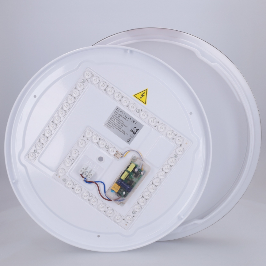 Brilagi - Dimmbare LED-Deckenleuchte FANCIA, 48 W, 230 V, 3000–6500 K, Ø 39 cm, silber, mit Fernbedienung