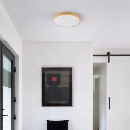 Brilagi - LED-dimmbare Deckenleuchte GLASS POOL DOUBLE LED/48W/230V 3000-6000K 40 cm Holzdekor + Fernbedienung