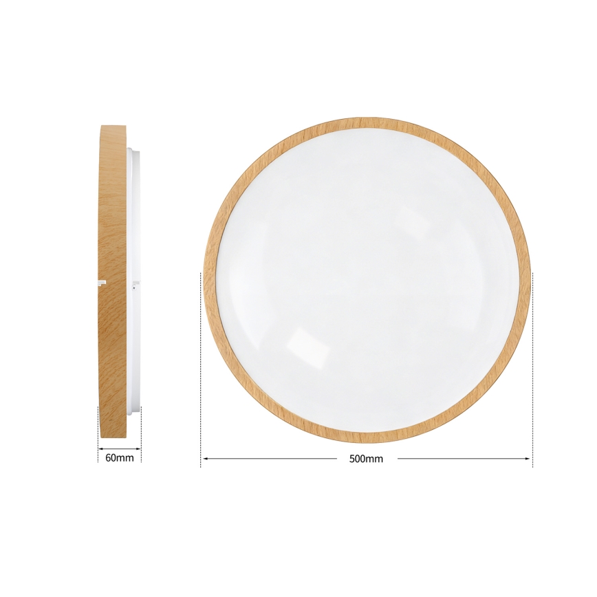 Brilagi - LED-dimmbare Deckenleuchte GLASS POOL DOUBLE LED/60W/230V 3000-6000K 50 cm Holzdekor + Fernbedienung