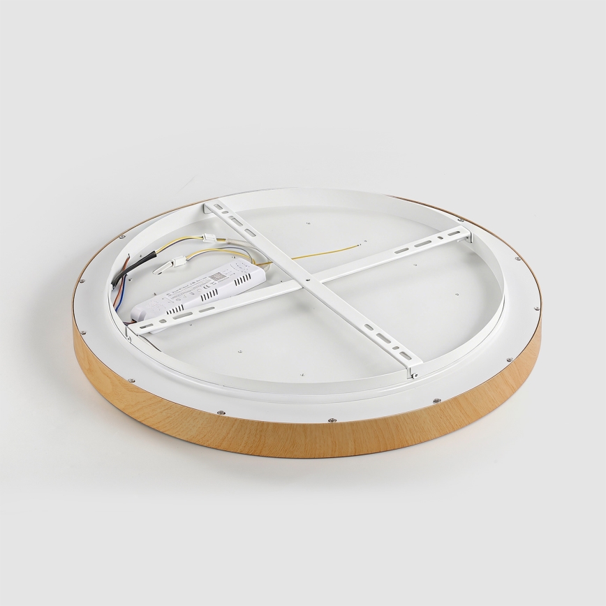 Brilagi - LED dimmbare Deckenleuchte GLASS POOL DOUBLE LED/80W/230V 3000-6000K 60 cm Holzdekor + Fernbedienung