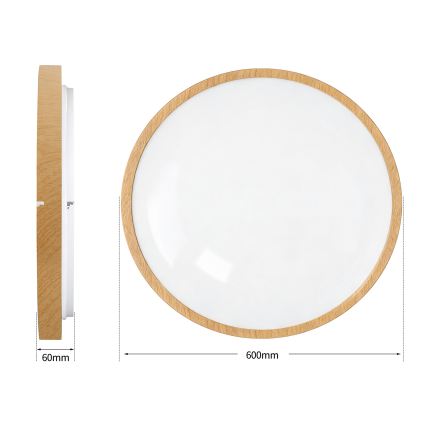 Brilagi - LED dimmbare Deckenleuchte GLASS POOL DOUBLE LED/80W/230V 3000-6000K 60 cm Holzdekor + Fernbedienung