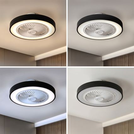 Brilagi - Dimmbare LED-Deckenleuchte mit Ventilator LED/30W/230V 3000-6500K Ø 50 cm schwarz + Fernbedienung
