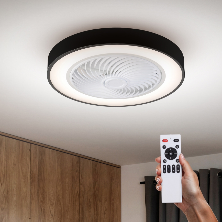 Brilagi - Dimmbare LED-Deckenleuchte mit Ventilator LED/30W/230V 3000-6500K Ø 50 cm schwarz + Fernbedienung