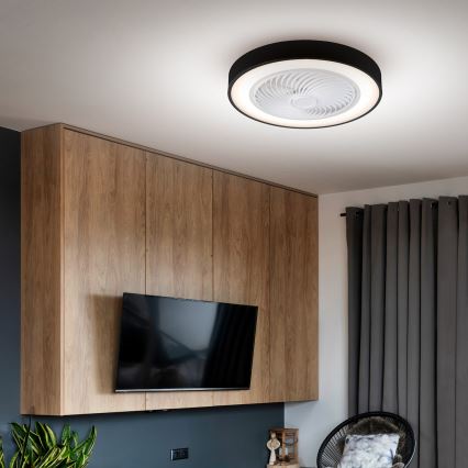 Brilagi - Dimmbare LED-Deckenleuchte mit Ventilator LED/30W/230V 3000-6500K Ø 50 cm schwarz + Fernbedienung