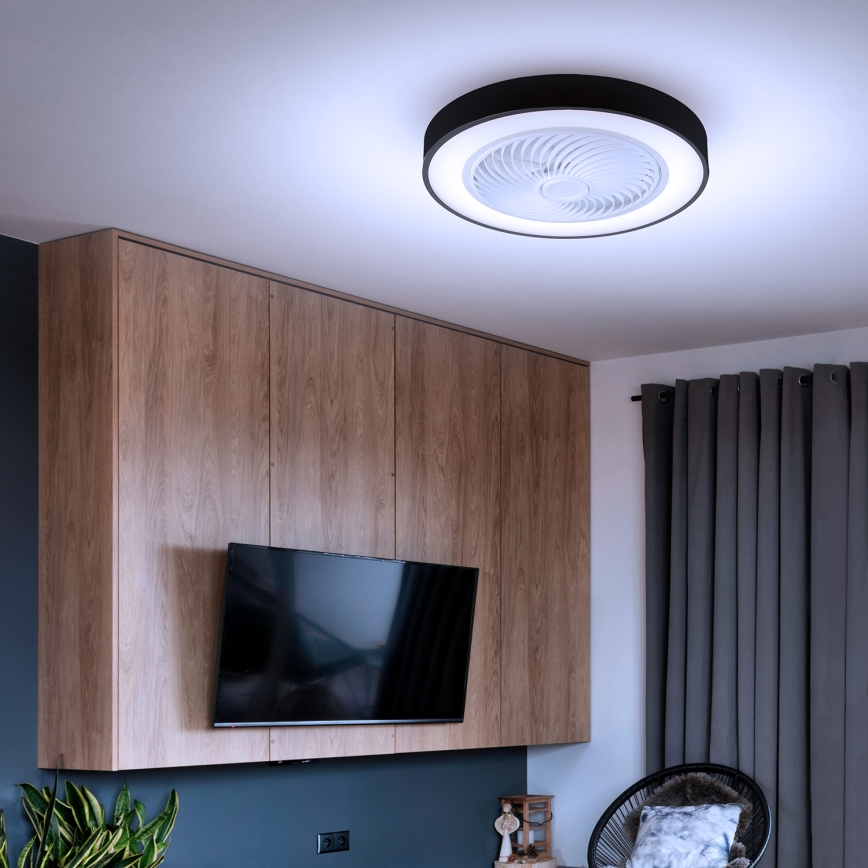 Brilagi - Dimmbare LED-Deckenleuchte mit Ventilator LED/30W/230V 3000-6500K Ø 50 cm schwarz + Fernbedienung