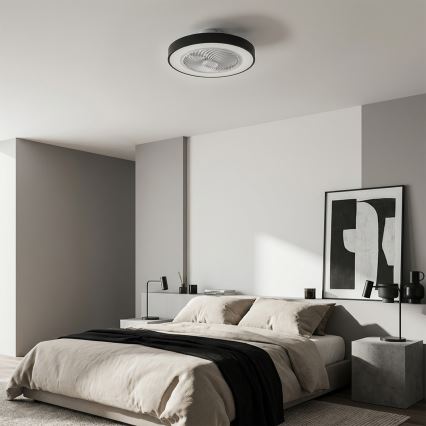 Brilagi - Dimmbare LED-Deckenleuchte mit Ventilator LED/30W/230V 3000-6500K Ø 50 cm schwarz + Fernbedienung