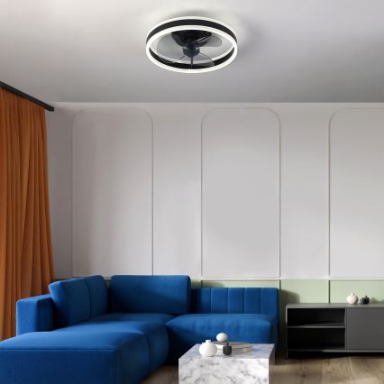 Brilagi - LED dimmbare Deckenleuchte mit Ventilator LED/30W/230V 3000-6500K Schwarz + Fernbedienung