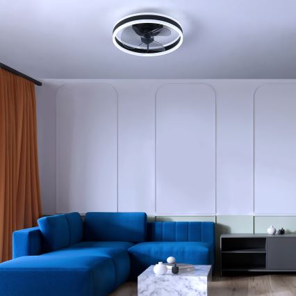 Brilagi - LED dimmbare Deckenleuchte mit Ventilator LED/30W/230V 3000-6500K Schwarz + Fernbedienung