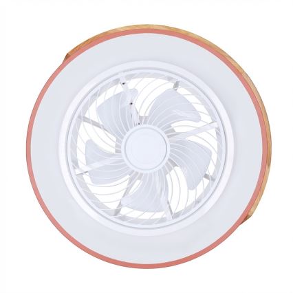 Brilagi - LED-dimmbare Deckenleuchte mit Ventilator LED/38W/230V 3000-6500K 3000-6500K Ø 50 cm rosa/Eiche + Fernbedienung