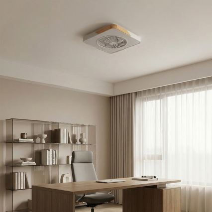 Brilagi - dimmbare LED-Deckenleuchte mit Ventilator LED/38W/230V 3000-6500K 50x50 cm weiß/Eiche + Fernbedienung