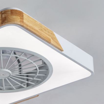 Brilagi - dimmbare LED-Deckenleuchte mit Ventilator LED/38W/230V 3000-6500K 50x50 cm weiß/Eiche + Fernbedienung