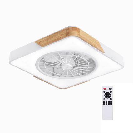 Brilagi - dimmbare LED-Deckenleuchte mit Ventilator LED/38W/230V 3000-6500K 50x50 cm weiß/Eiche + Fernbedienung