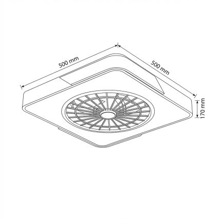 Brilagi - dimmbare LED-Deckenleuchte mit Ventilator LED/38W/230V 3000-6500K 50x50 cm weiß/Eiche + Fernbedienung