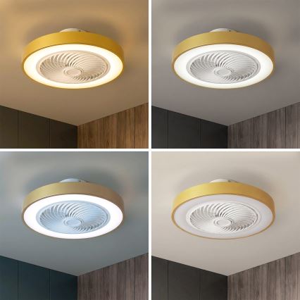 Brilagi - Dimmbare LED-Deckenleuchte mit Ventilator LED/38W/230V 3000-6500K 3000-6500K Ø 50 cm goldfarben + Fernbedienung