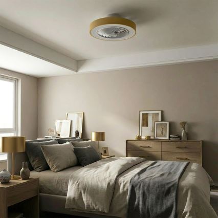 Brilagi - Dimmbare LED-Deckenleuchte mit Ventilator LED/38W/230V 3000-6500K 3000-6500K Ø 50 cm goldfarben + Fernbedienung