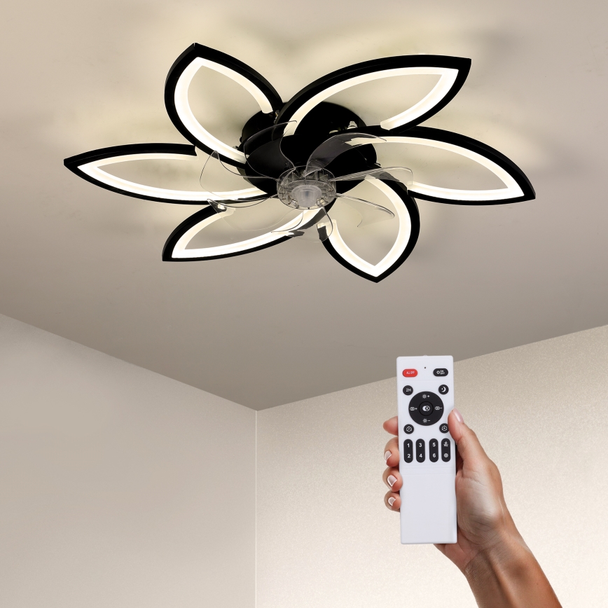 Brilagi - LED dimmbare Deckenleuchte mit Ventilator LED/50W/230V 3000-6500K Schwarz + Fernbedienung