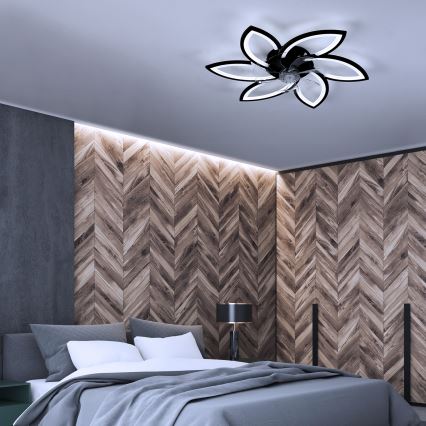 Brilagi - LED dimmbare Deckenleuchte mit Ventilator LED/50W/230V 3000-6500K Schwarz + Fernbedienung