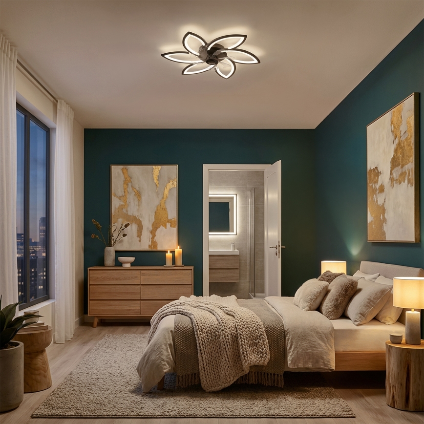 Brilagi - LED dimmbare Deckenleuchte mit Ventilator LED/50W/230V 3000-6500K Schwarz + Fernbedienung