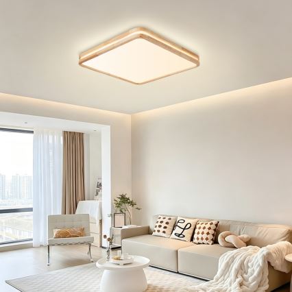 BRILAGI - Dimmbare LED-Deckenleuchte MOLINA SQUARE LED/80W/230V 3000-6000K Eiche 60x60 cm + Fernbedienung