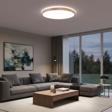 BRILAGI - LED-dimmbare Deckenleuchte PILANA LED/72W/230V 3000-6500K Eiche/Beige Ø 80 cm + Fernbedienung