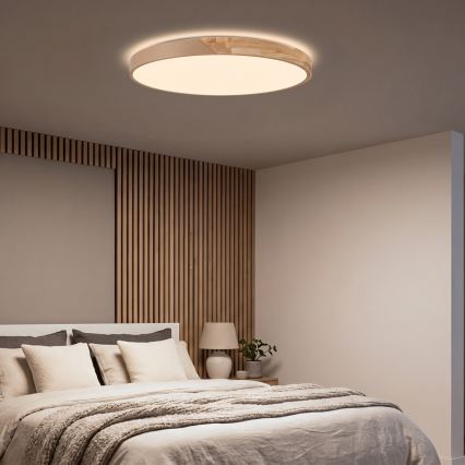 BRILAGI - LED-dimmbare Deckenleuchte PILANA LED/72W/230V 3000-6500K Eiche/Beige Ø 80 cm + Fernbedienung