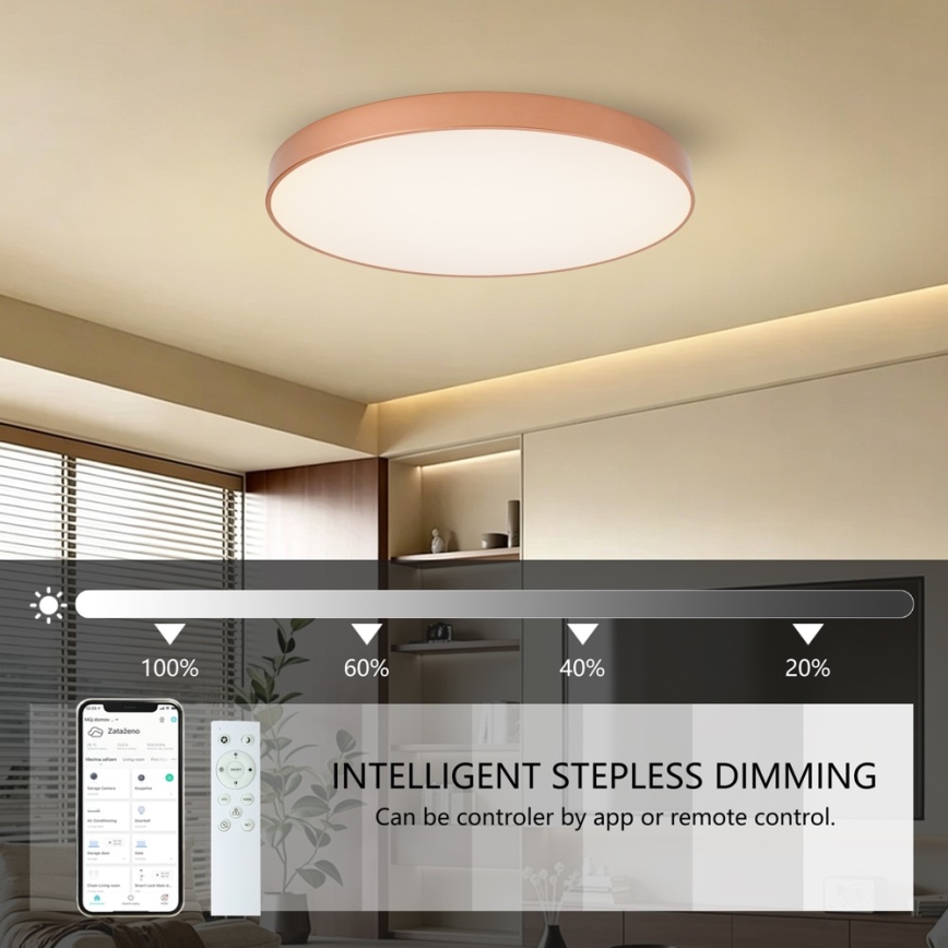 Brilagi - dimmbare LED-Deckenleuchte POOL SMART LED/100W/230V 3000–6000K Ø 80 cm Wi-Fi Tuya, bronzefarben + Fernbedienung