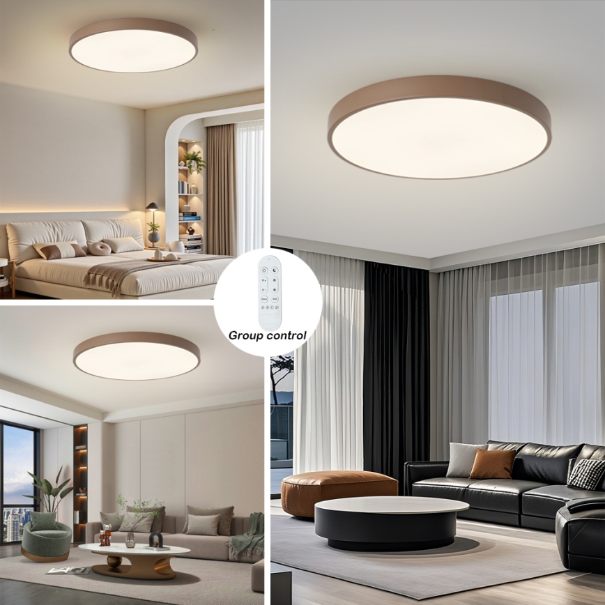 Brilagi - Dimmbare LED-Leuchte POOL SMART LED/100W/230V Ø 80 cm 3000-6000K Wi-Fi Tuya + Fernbedienung, braun