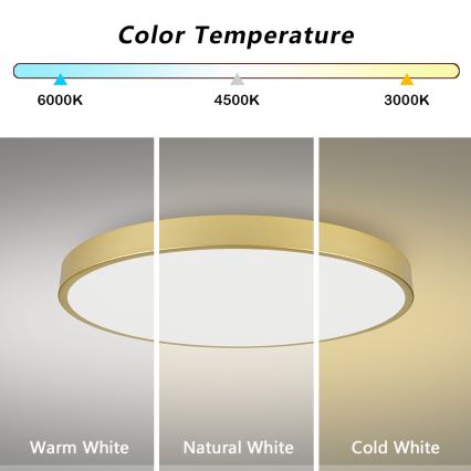 Brilagi - dimmbare LED-Deckenleuchte POOL SMART LED/128W/230V 3000-6000K 100 cm goldfarben Wi-Fi Tuya + Fernbedienung