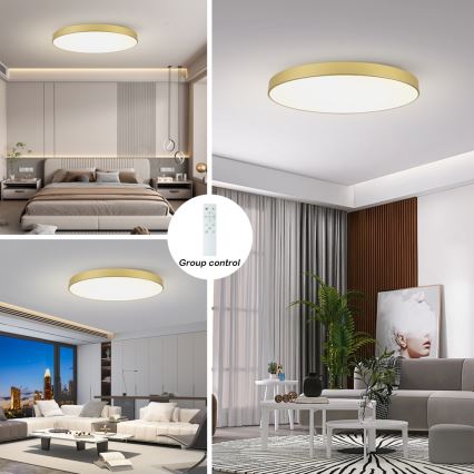 Brilagi - dimmbare LED-Deckenleuchte POOL SMART LED/128W/230V 3000-6000K 100 cm goldfarben Wi-Fi Tuya + Fernbedienung