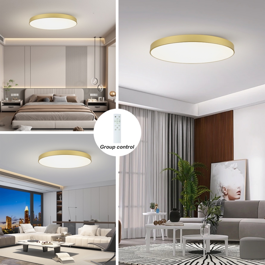 Brilagi - dimmbare LED-Deckenleuchte POOL SMART LED/128W/230V 3000-6000K 100 cm goldfarben Wi-Fi Tuya + Fernbedienung