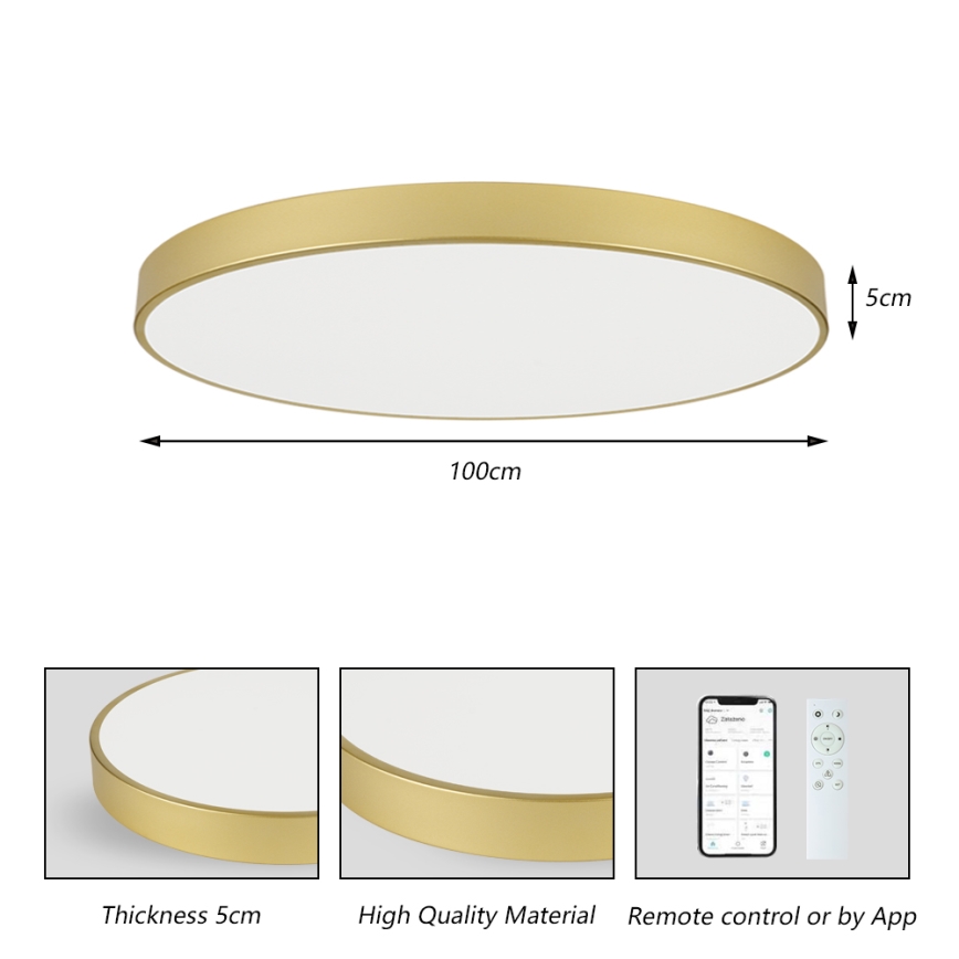 Brilagi - dimmbare LED-Deckenleuchte POOL SMART LED/128W/230V 3000-6000K 100 cm goldfarben Wi-Fi Tuya + Fernbedienung